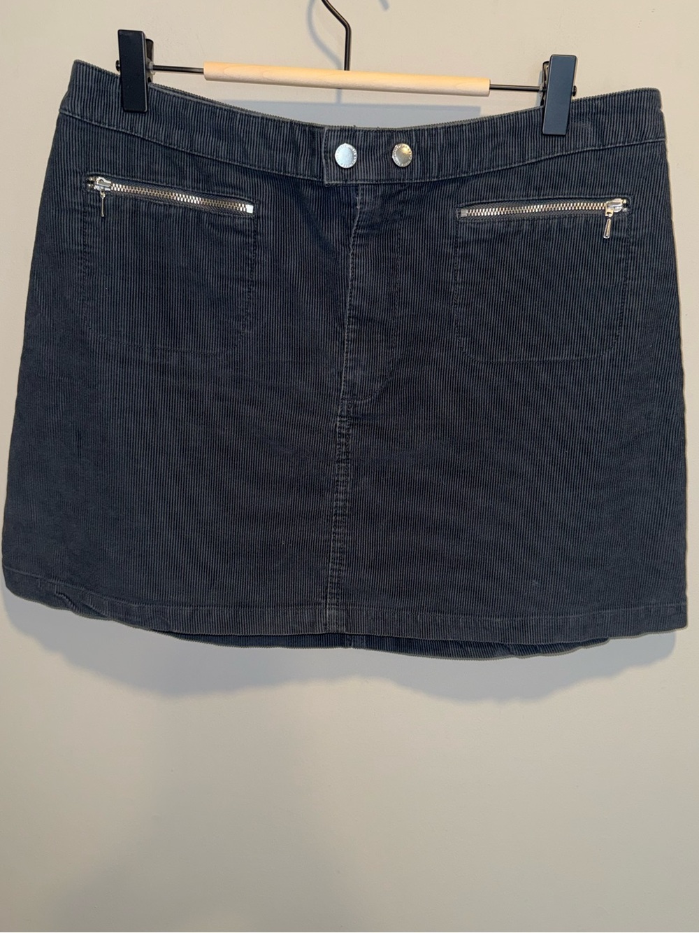 Abercrombie & Fitch Dark Gray Corduroy A-Line Skirt